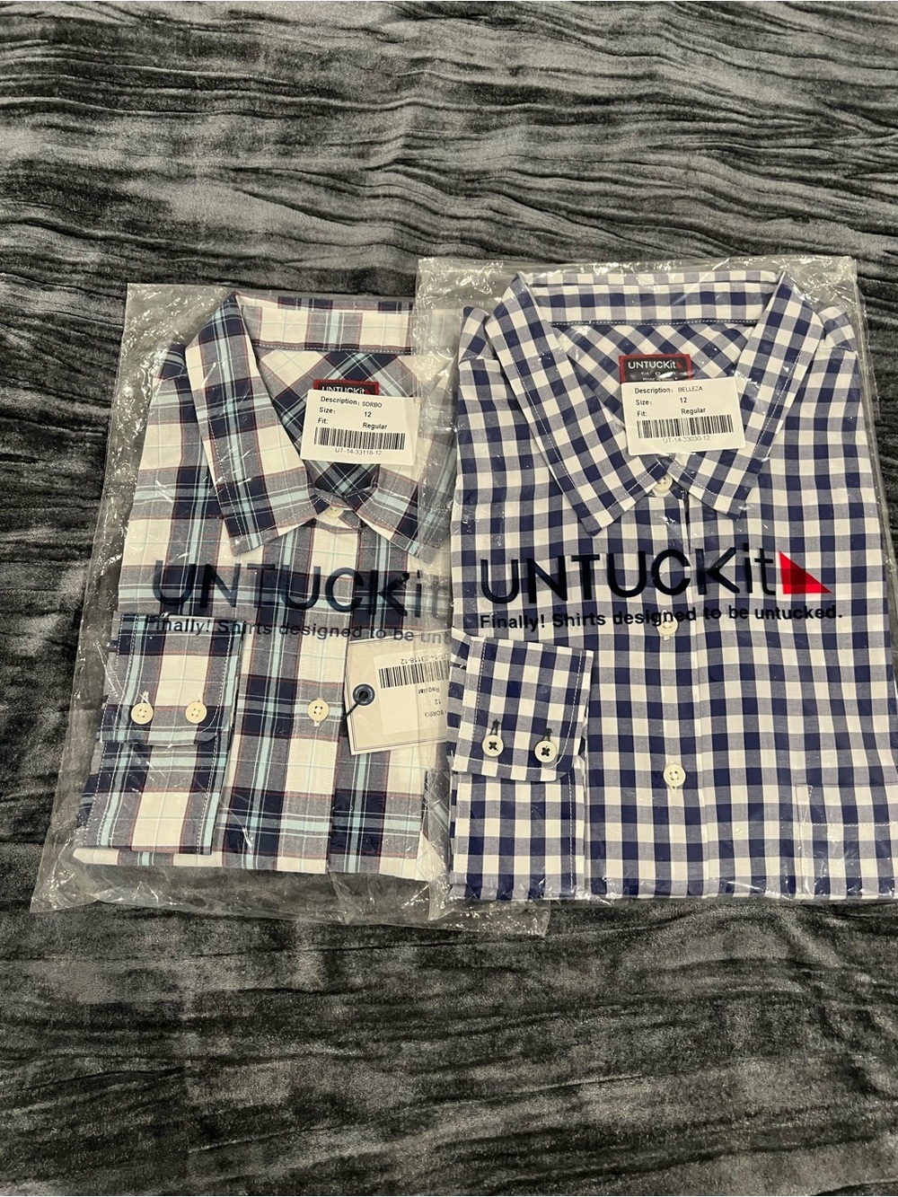2 Untuckit Long Sleeves Button Down Shirts Size 12